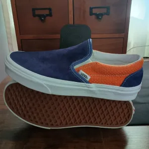 Vans Mens Blue and Orange Slip-On Sneakers_6.5
