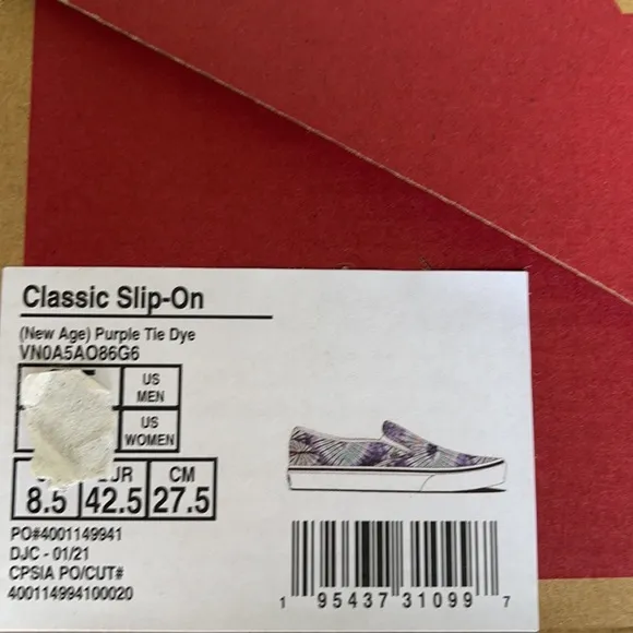 Vans Men’s Classic Slip-On New Age Purple Tie Dye Sneakers