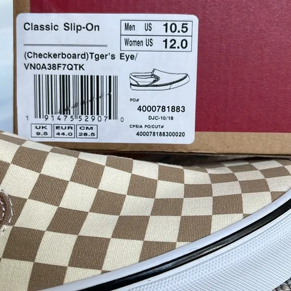 Vans Men’s Classic Slip-On(Checkerboard)Tger's Eye/VN0A38F7QTK Sneakers