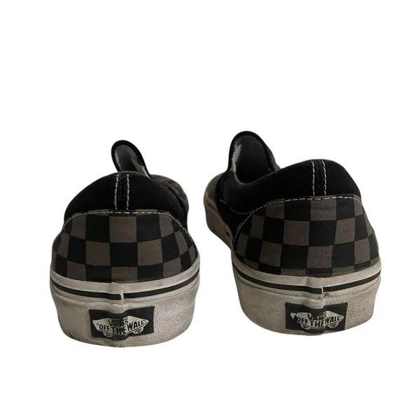 Vans Off The Wall Checkerboard Slip On Mens 10.5 Sneakers Black Gray