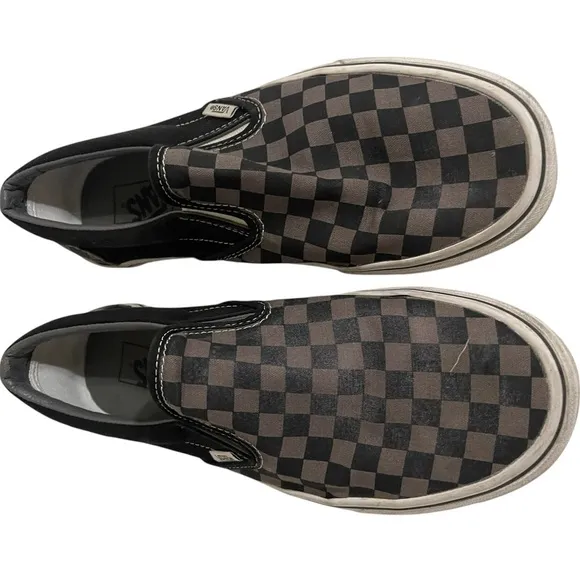 Vans Off The Wall Checkerboard Slip On Mens 10.5 Sneakers Black Gray