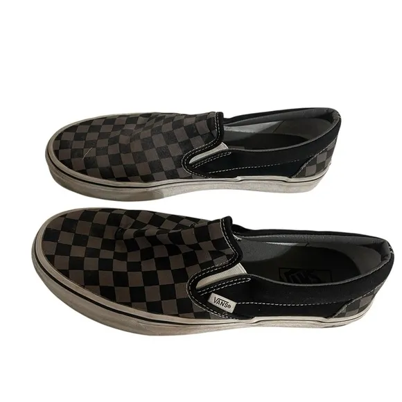 Vans Off The Wall Checkerboard Slip On Mens 10.5 Sneakers Black Gray