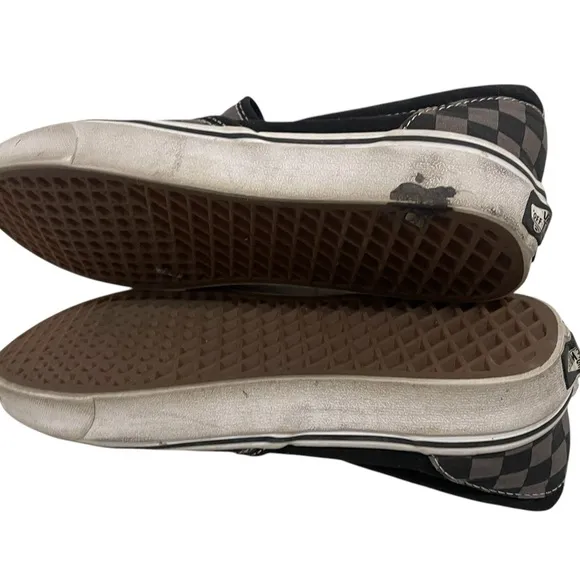 Vans Off The Wall Checkerboard Slip On Mens 10.5 Sneakers Black Gray