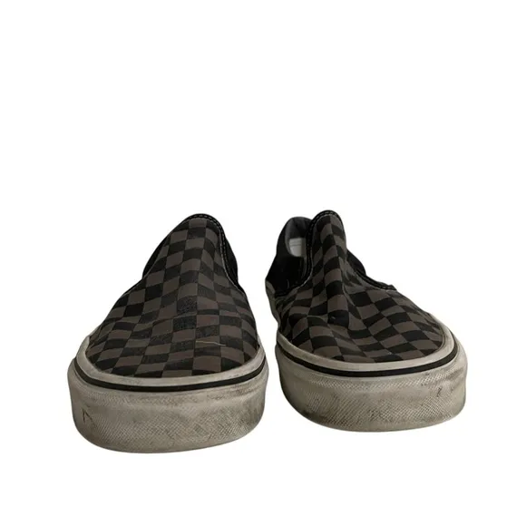 Vans Off The Wall Checkerboard Slip On Mens 10.5 Sneakers Black Gray