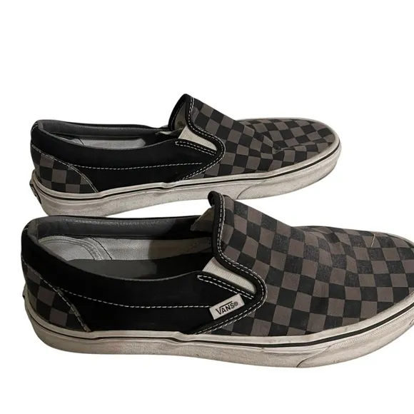 Vans Off The Wall Checkerboard Slip On Mens 10.5 Sneakers Black Gray