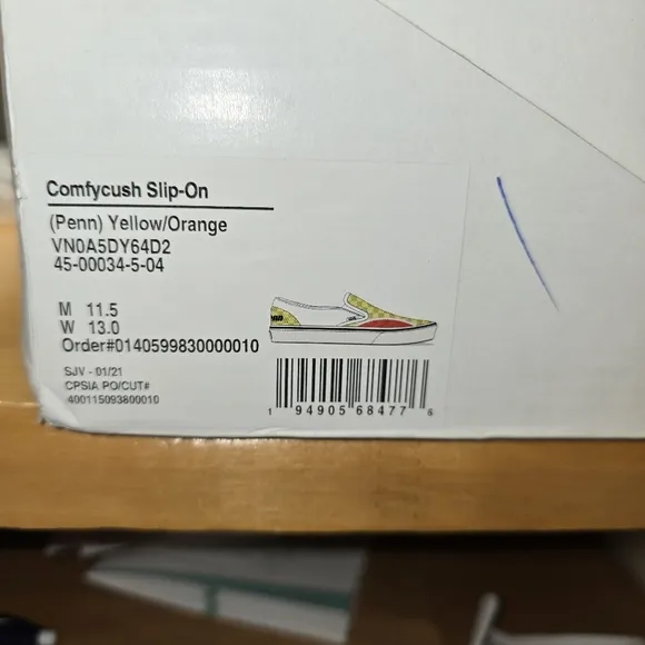 Vans  Penn collaboration Yellow and White Slip-On Sneakers men's 11.5 size