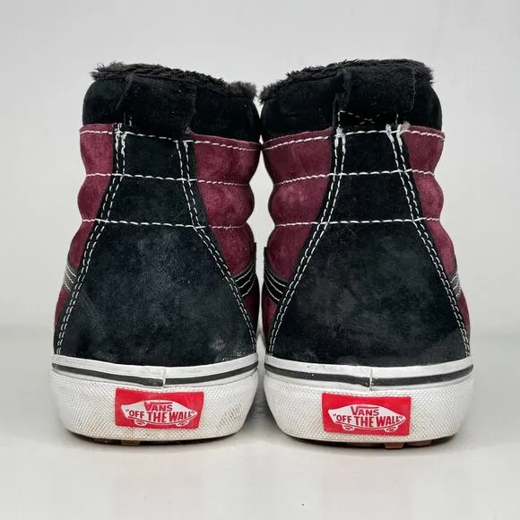 VANS Sk8-Hi MTE Sneakers Mens Size 8.5 Hi-Top Port Royale Black Suede Fur Lined