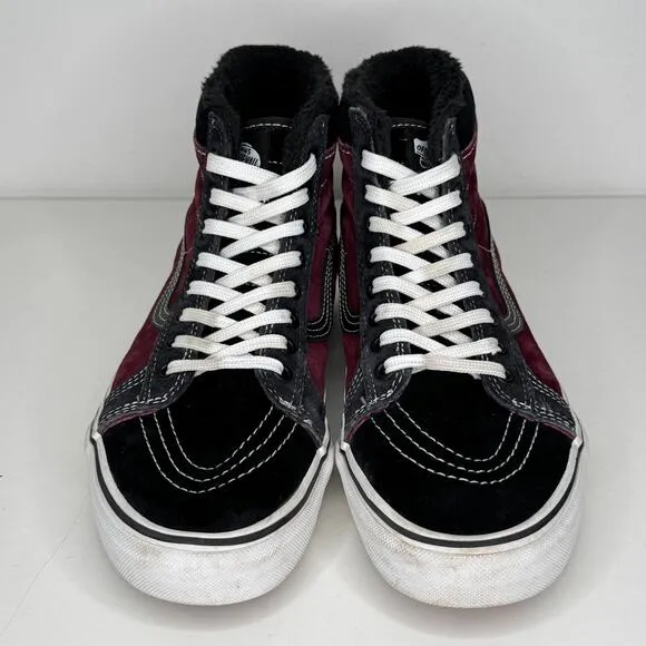 VANS Sk8-Hi MTE Sneakers Mens Size 8.5 Hi-Top Port Royale Black Suede Fur Lined