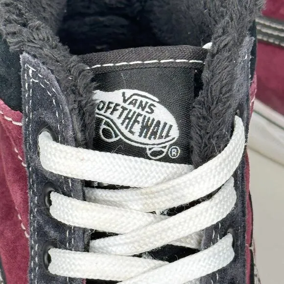 VANS Sk8-Hi MTE Sneakers Mens Size 8.5 Hi-Top Port Royale Black Suede Fur Lined