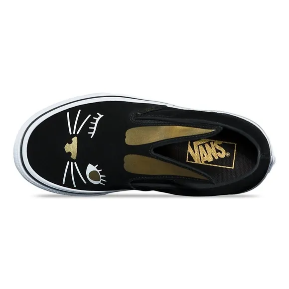 Vans Slip On Bunny Black &amp; Gold Sneakers. Brand New. Kids Size: 10.5