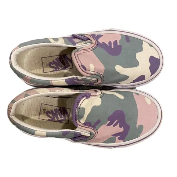 Vans Sz 10.5 Pink &amp; Purple Camouflage Slip-On Sneakers