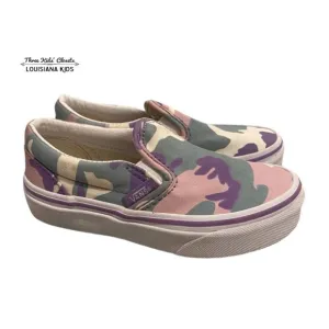 Vans Sz 10.5 Pink &amp; Purple Camouflage Slip-On Sneakers