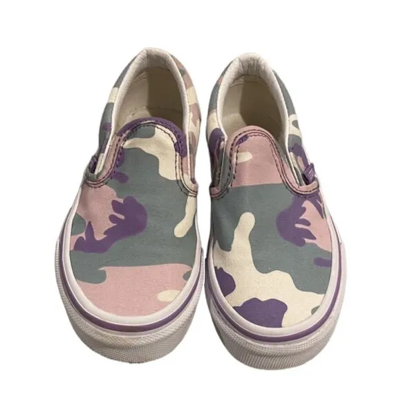 Vans Sz 10.5 Pink &amp; Purple Camouflage Slip-On Sneakers