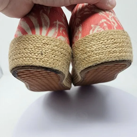 Vans Tropical Floral Platform Espadrilles Shoes Deep Sea Coral Size W9.5 M8