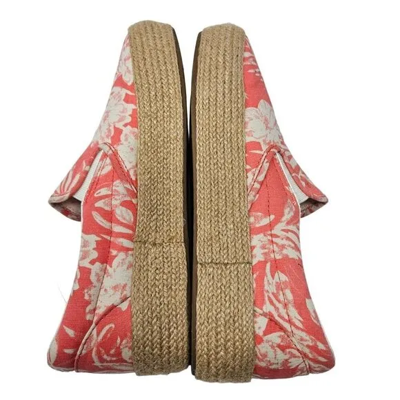 Vans Tropical Floral Platform Espadrilles Shoes Deep Sea Coral Size W9.5 M8