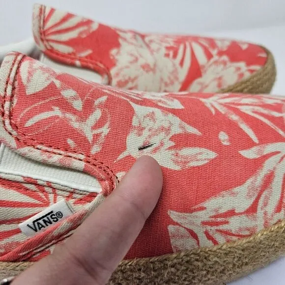 Vans Tropical Floral Platform Espadrilles Shoes Deep Sea Coral Size W9.5 M8