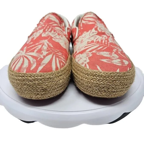 Vans Tropical Floral Platform Espadrilles Shoes Deep Sea Coral Size W9.5 M8