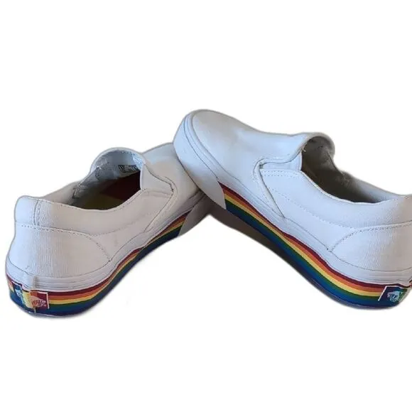Vans White Canvas Slip-On Sneakers