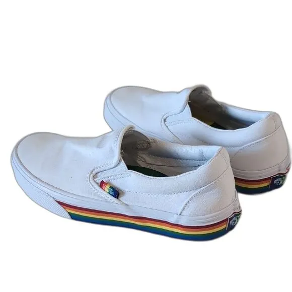 Vans White Canvas Slip-On Sneakers