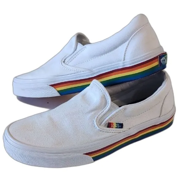 Vans White Canvas Slip-On Sneakers