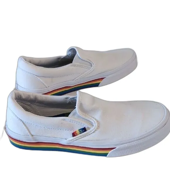 Vans White Canvas Slip-On Sneakers