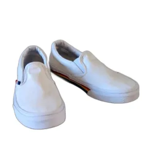 Vans White Canvas Slip-On Sneakers