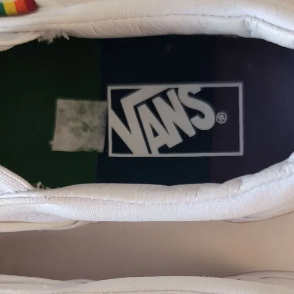 Vans White Canvas Slip-On Sneakers
