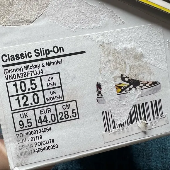 Vans x Disney Mickey and Minnie Flame Classic Slip On Sneakers Limited Edition