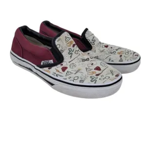 Vans x Harry potter Youth 3.5 custom white burgundy low top slip on 721454