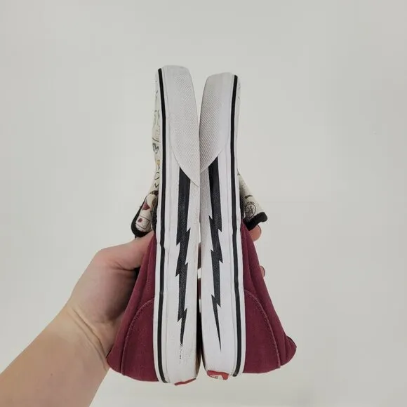 Vans x Harry potter Youth 3.5 custom white burgundy low top slip on 721454