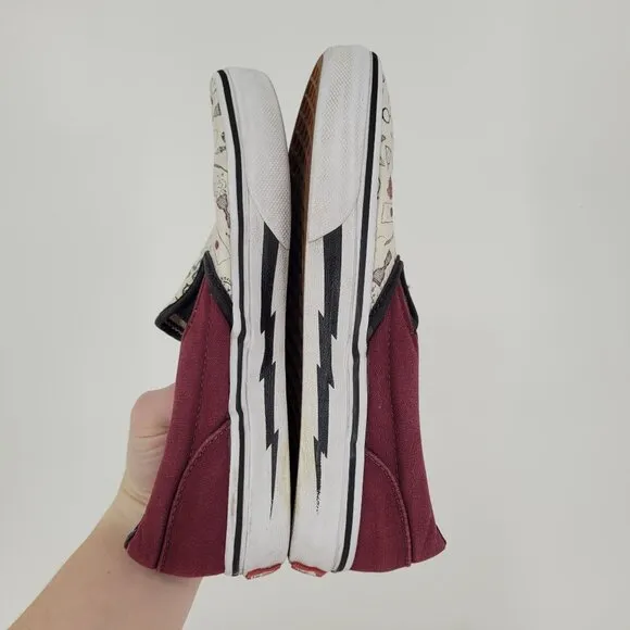 Vans x Harry potter Youth 3.5 custom white burgundy low top slip on 721454