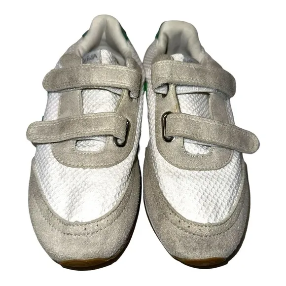 Veja Big Kids Mesh Fastener Sneakers White Green 4