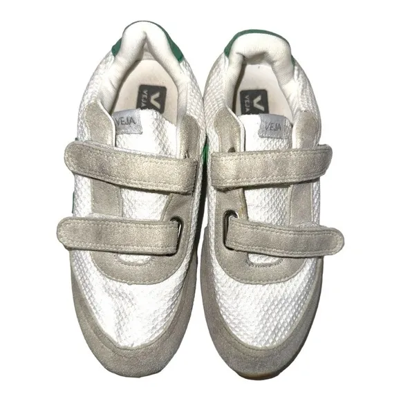 Veja Big Kids Mesh Fastener Sneakers White Green 4