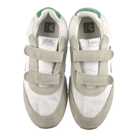Veja Big Kids Mesh Fastener Sneakers White Green 4