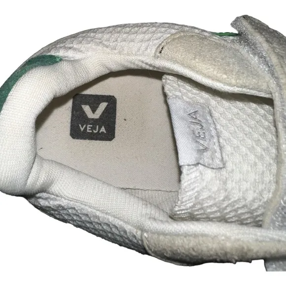 Veja Big Kids Mesh Fastener Sneakers White Green 4
