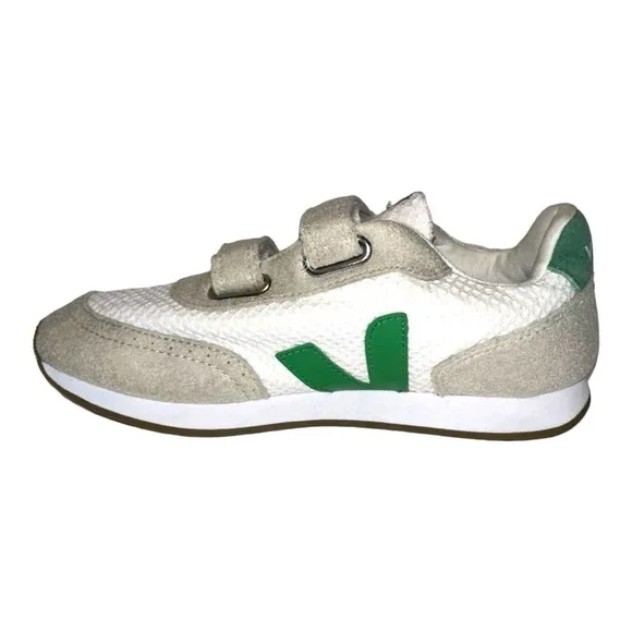 Veja Big Kids Mesh Fastener Sneakers White Green 4