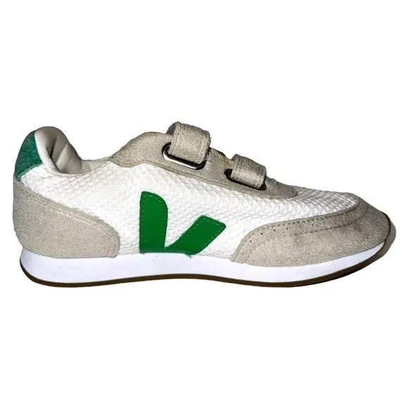 Veja Big Kids Mesh Fastener Sneakers White Green 4