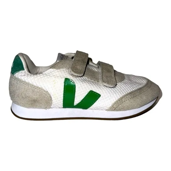 Veja Big Kids Mesh Fastener Sneakers White Green 4
