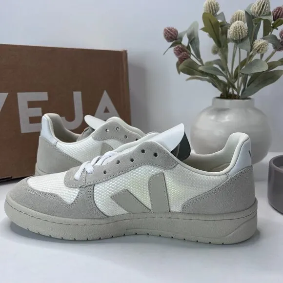 Veja V-10 B Mesh Lace Natural Pierre Sneakers White VX0102499A Women's US 10 NWD