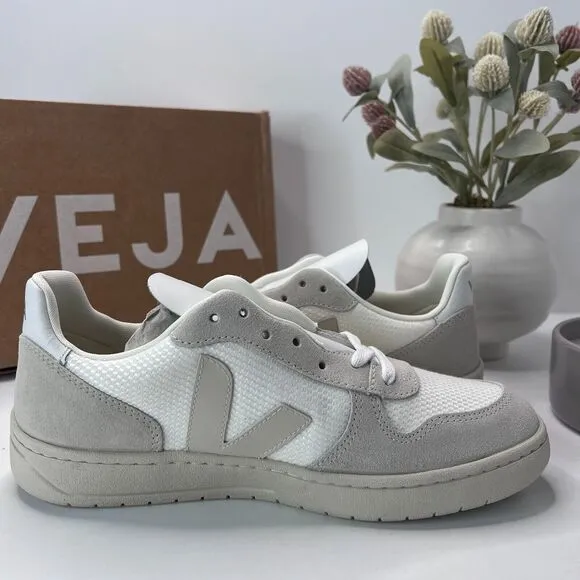 Veja V-10 B Mesh Lace Natural Pierre Sneakers White VX0102499A Women's US 10 NWD