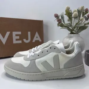 Veja V-10 B Mesh Lace Natural Pierre Sneakers White VX0102499A Women's US 10 NWD