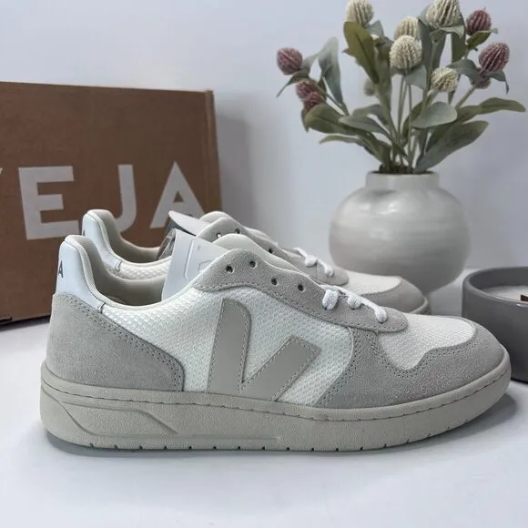 Veja V-10 B Mesh Lace Natural Pierre Sneakers White VX0102499A Women's US 10 NWD