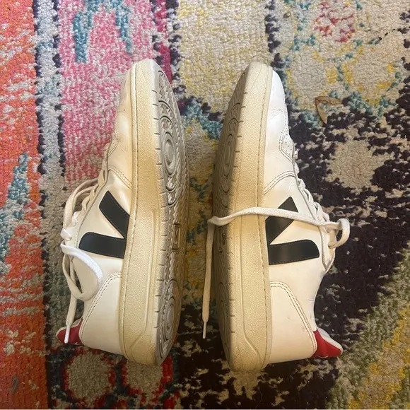 VEJA V-10 Leather Trainers White Mesh Nautico Pekin Casual Sneakers Size 41