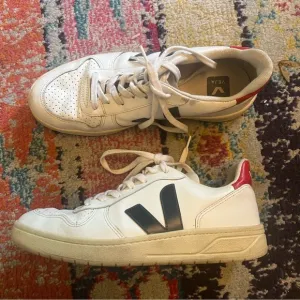 VEJA V-10 Leather Trainers White Mesh Nautico Pekin Casual Sneakers Size 41
