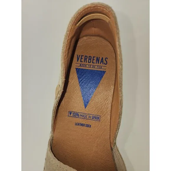 Verbenas Espadrilles Shoe Flats Womens 40 Carmen Beige Leather Suede Slip-on 9.5