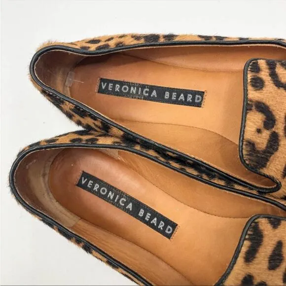Veronica Beard Griffin Flat Loafers in Leopard Size 36.5 Leather Cowhide