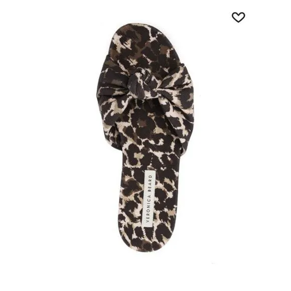 Veronica Beard NWOB Etra Knotted Leopard Print Flat Slip On Slides Size 7