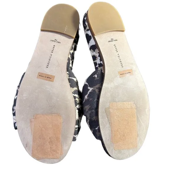 Veronica Beard NWOB Etra Knotted Leopard Print Flat Slip On Slides Size 7