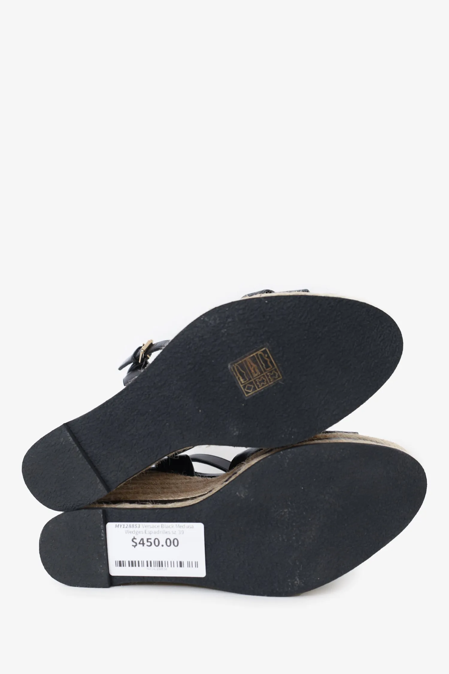 Versace Black Medusa Wedges Espadrilles Size 39