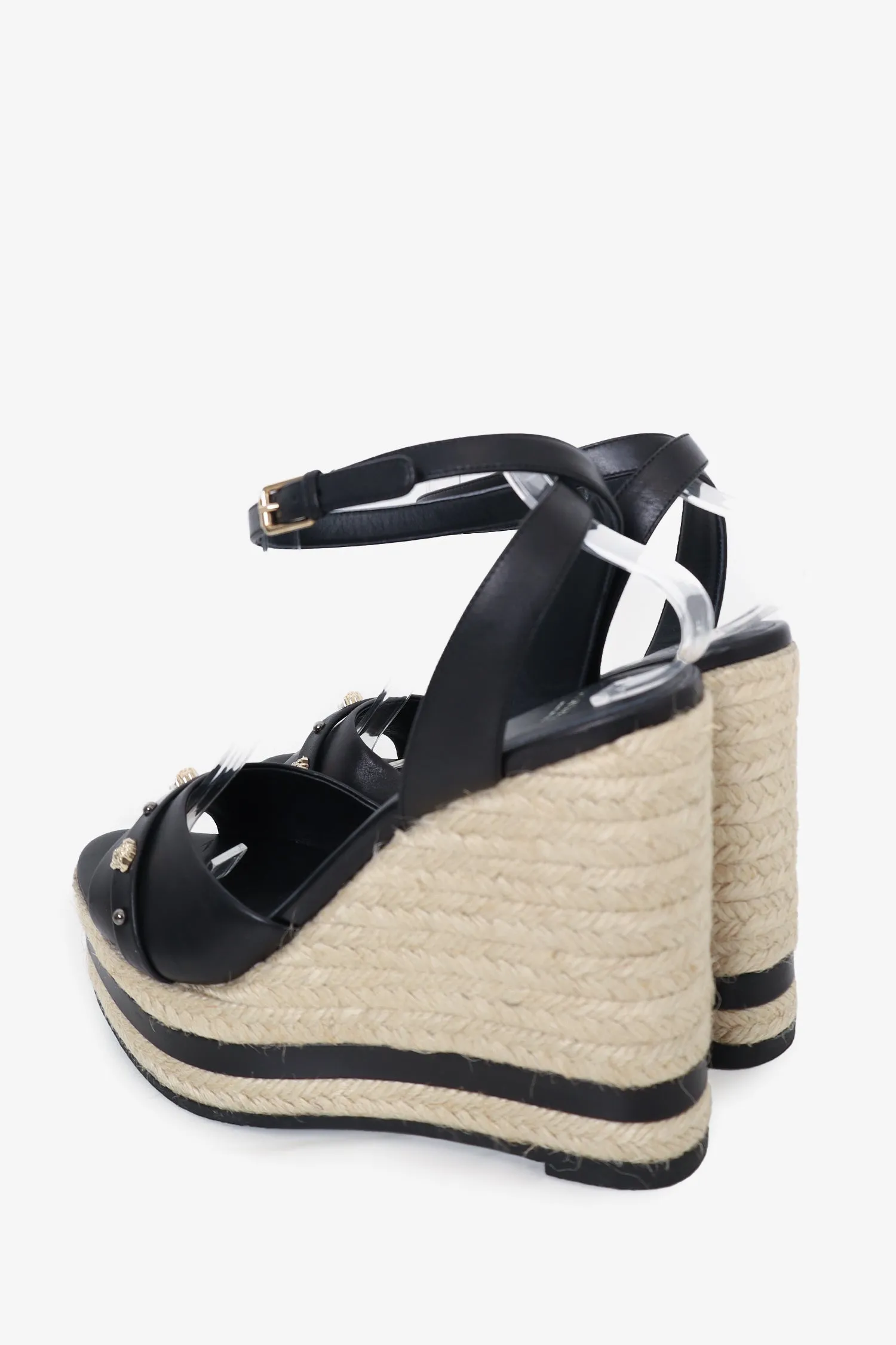 Versace Black Medusa Wedges Espadrilles Size 39